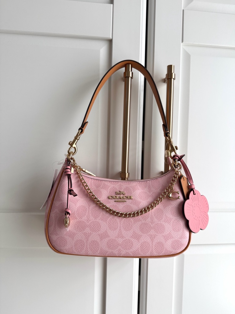 Coach Powder Pink Teri Shoulder Bag With Charms - Picture 3 of 17